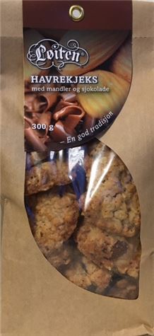 Havrekjeks med mandler og sjokolade